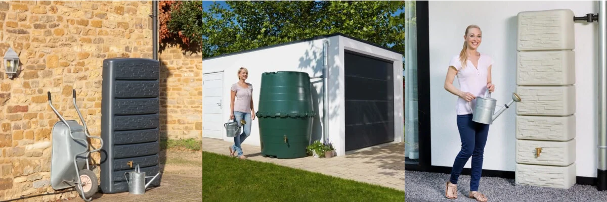 Marketing photos for three different Graf water-butts graf-water-butts